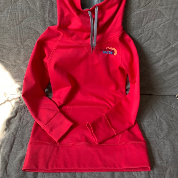 The North Face Women Long Hoodie Pink Red Size M - Picture 1 of 5